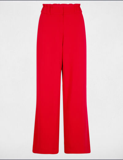 Pantalon large à fronces rouge femme