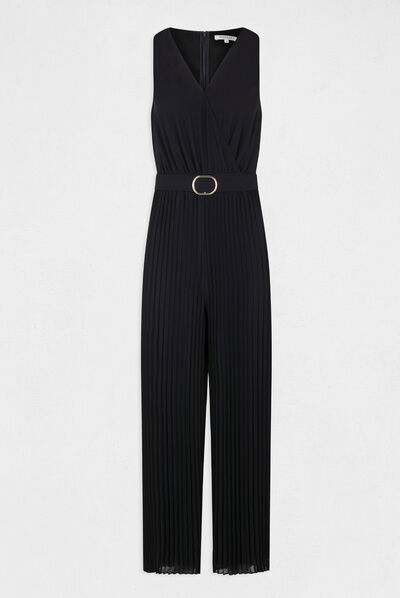 Combinaison ample à jambes plissées marine femme