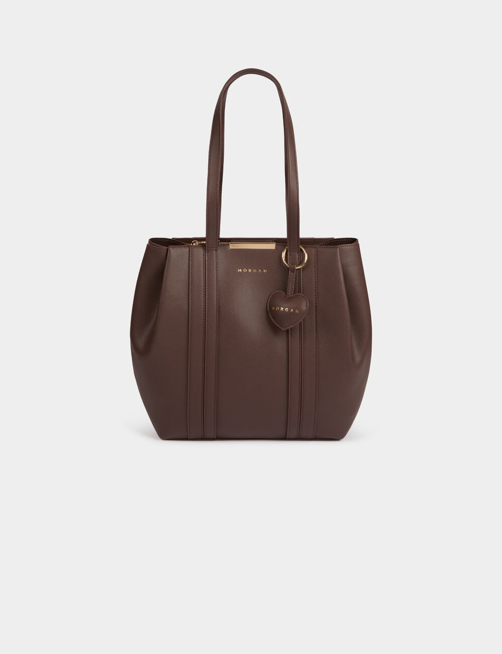 Sac cabas similicuir marron fonc&eacute; femme