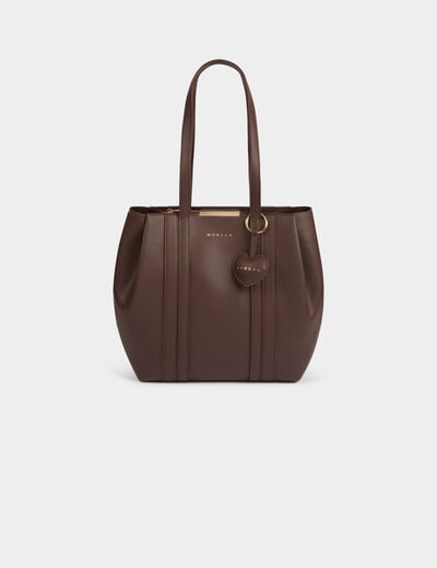 Sac cabas similicuir marron fonc&eacute; femme