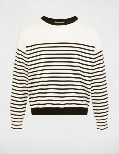 pull col rond raye blanc femme Pull col rond rayé blanc femme