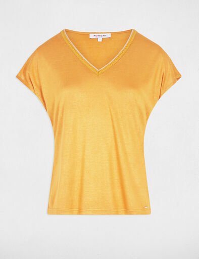 t shirt manches courtes jaune moutarde femme T-shirt manches courtes jaune moutarde femme