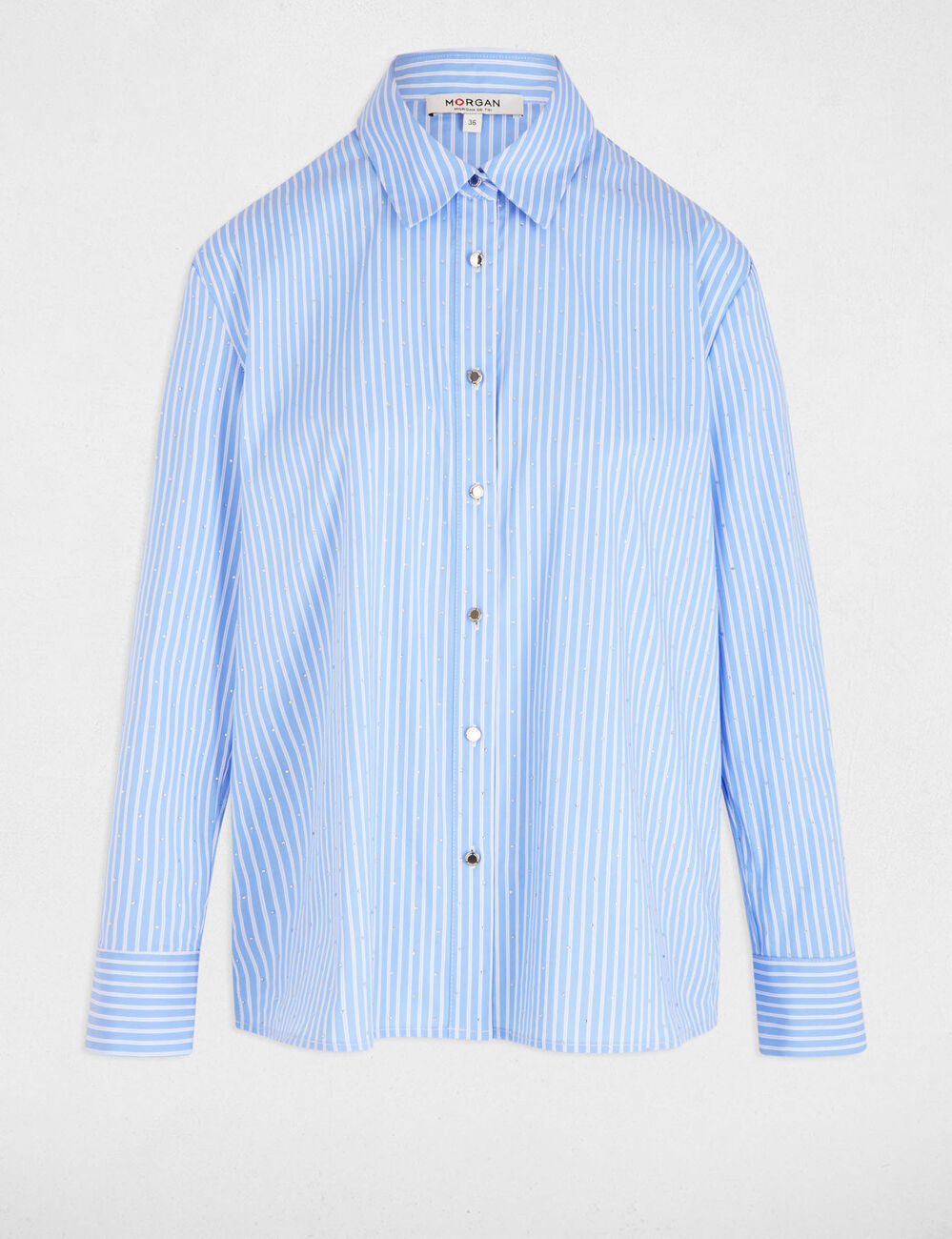 Chemise manches longues rayée bleu ciel femme