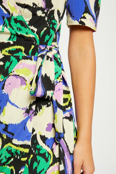 Robe portefeuille imprimé abstrait multico femme