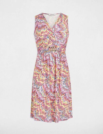 Robe courte droite imprimée multicolore femme