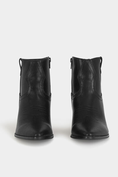 Bottines métallisées à talons noir femme