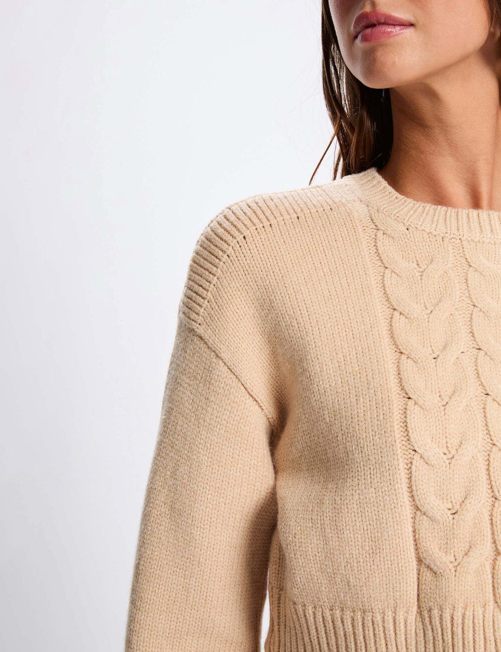 Robe tricot ajust&eacute;e 2-en-1 beige femme
