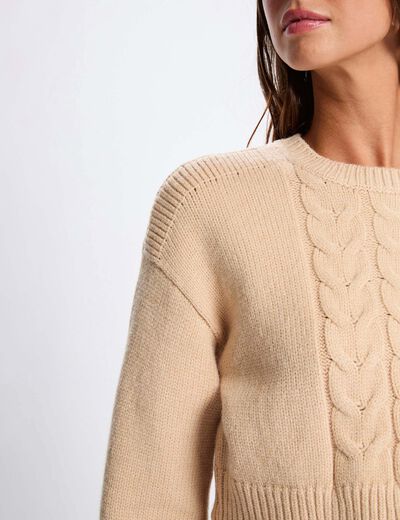 Robe tricot ajust&eacute;e 2-en-1 beige femme