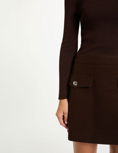 Robe courte ajust&eacute;e 2-en-1 marron fonc&eacute; femme