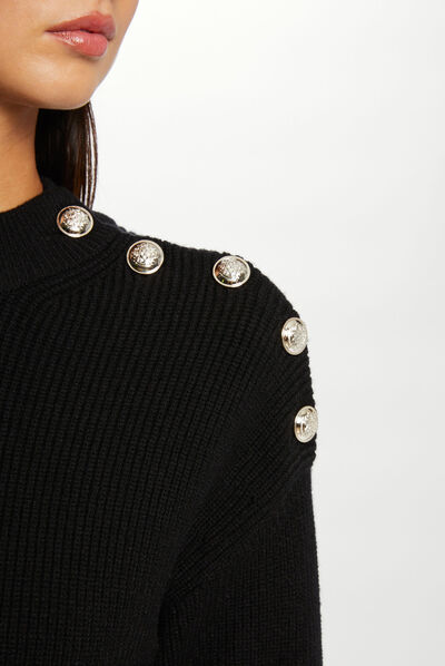 Robe pull ajustée avec boutons noir femme