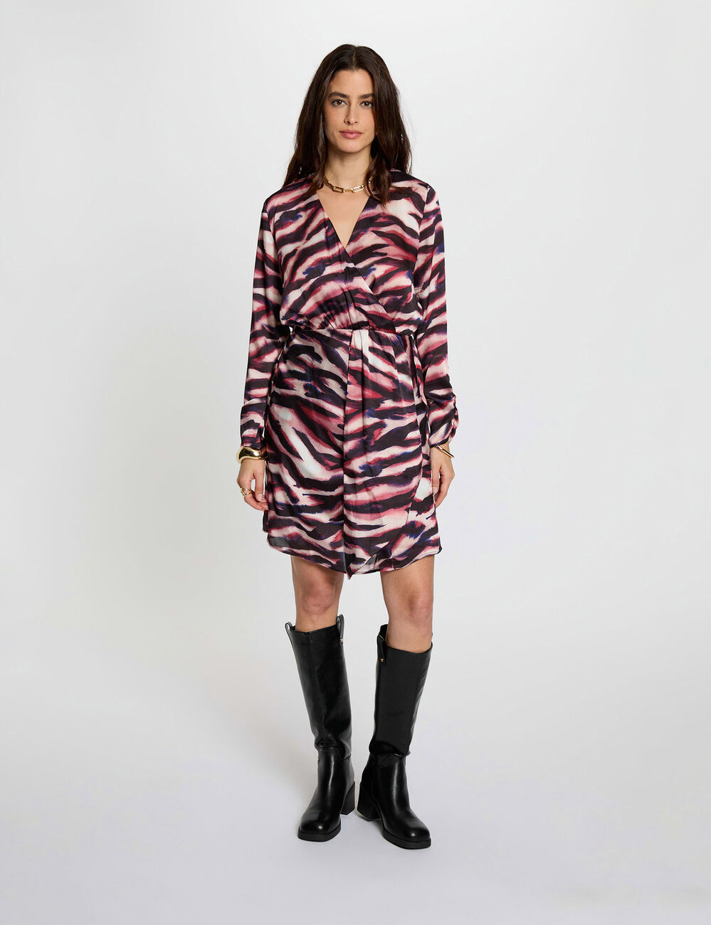 Robe cache coeur courte multicolore femme