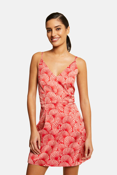 Robe trapèze imprimé abstrait rouge femme