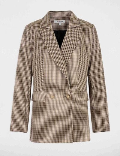 Blazer droit col tailleur marron femme