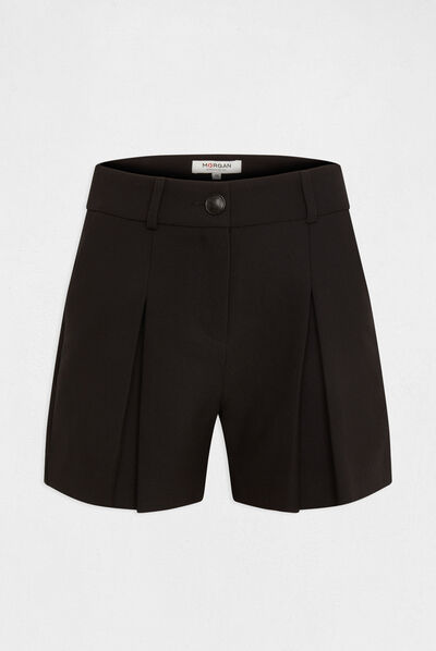 Short city ample avec pinces noir femme