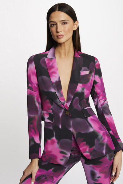 Veste tailleur droite imprimé floral multico femme