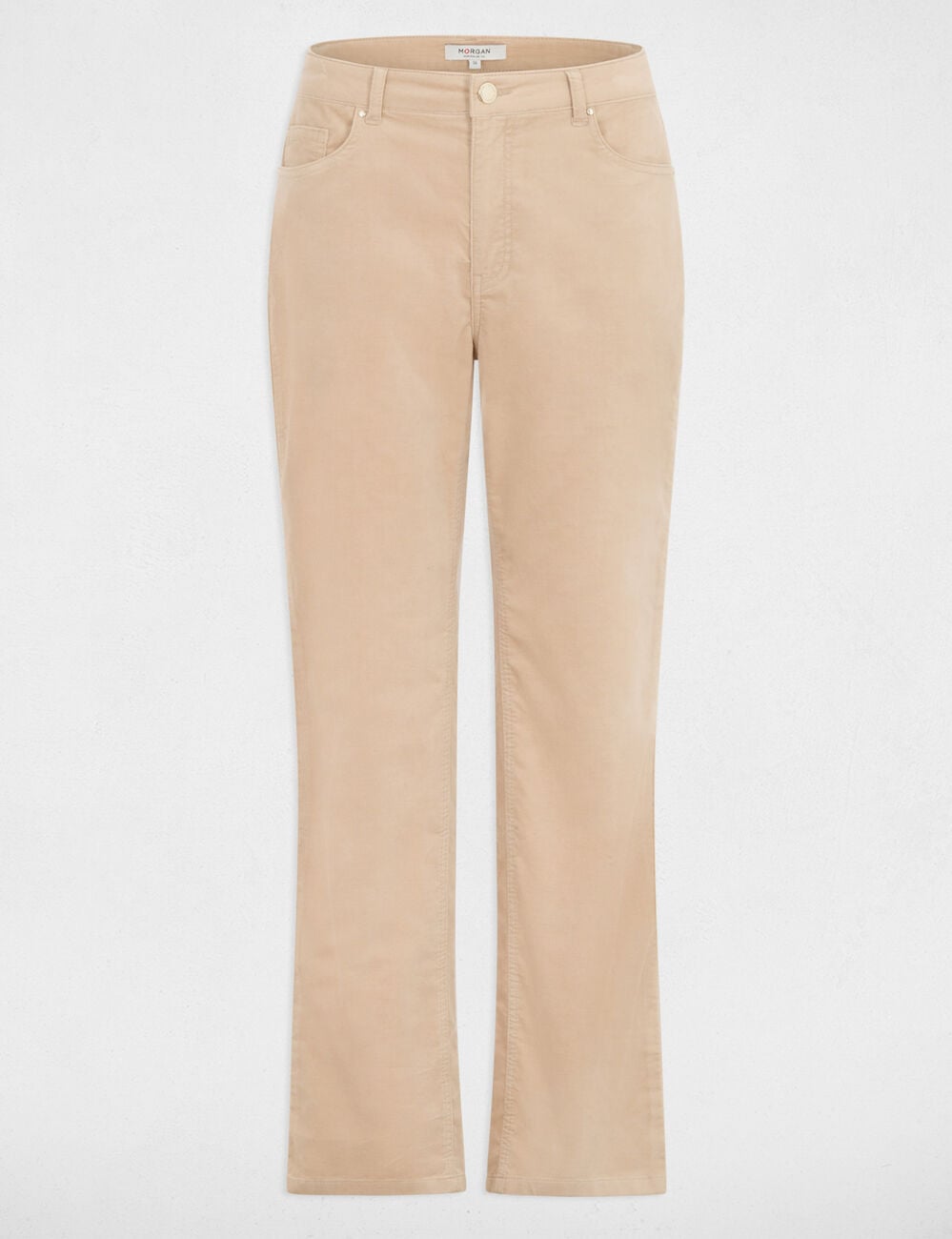 Pantalon droit taille haute ecru femme