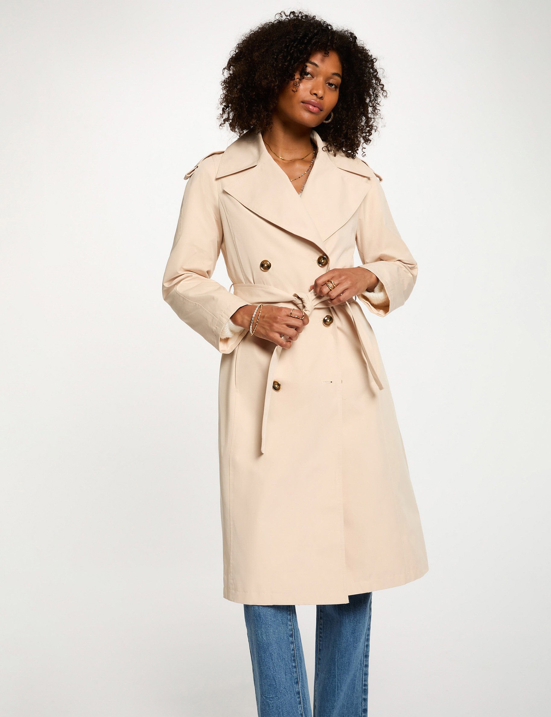 Trench long col tailleur - Morgan - Modalova