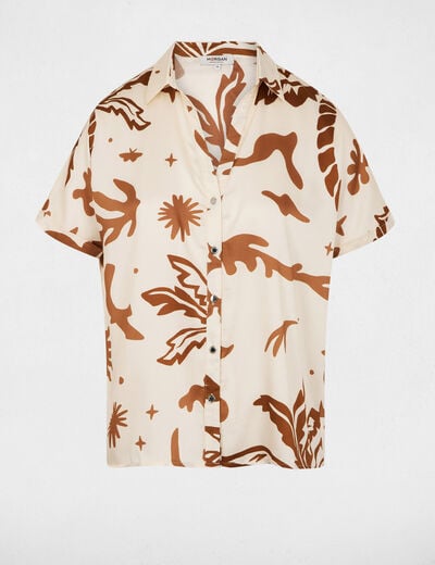 Chemise satin&eacute;e manches courtes multicolore femme