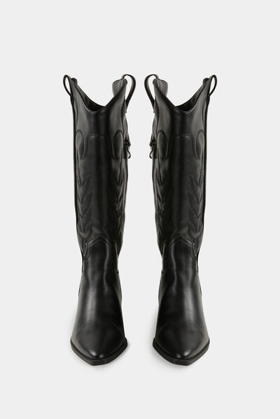 Bottes western zippées noir femme