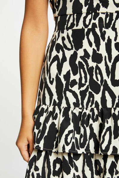 Robe cintrée à volants imprimé animalier multico femme