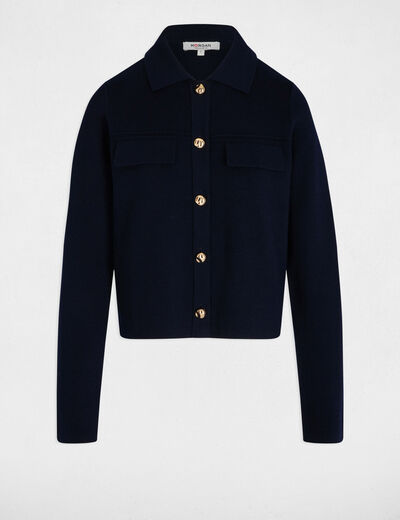 Gilet manches longues bleu marine femme