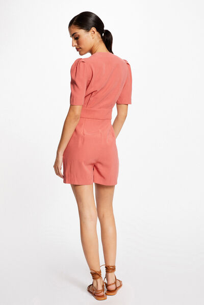 Combinaison ajustée boutonnée rouille femme