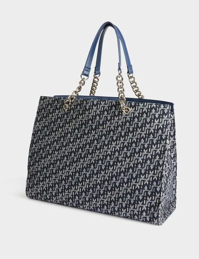 sac cabas imprime monogramme denim stone femme Sac cabas imprimé monogramme denim stone femme