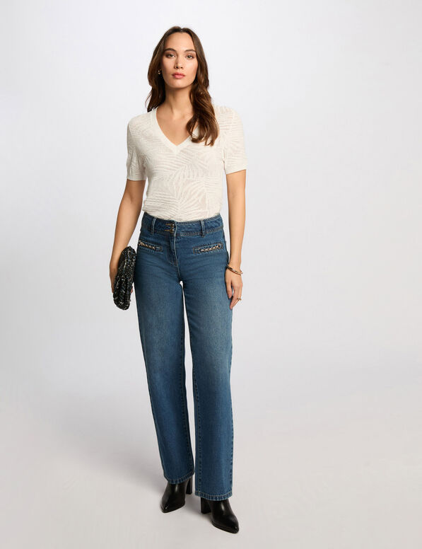 pull manches courtes ajoure blanc femme Pull manches courtes ajouré blanc femme
