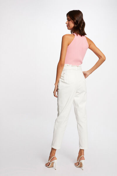 Pull débardeur avec encolure américaine rose femme