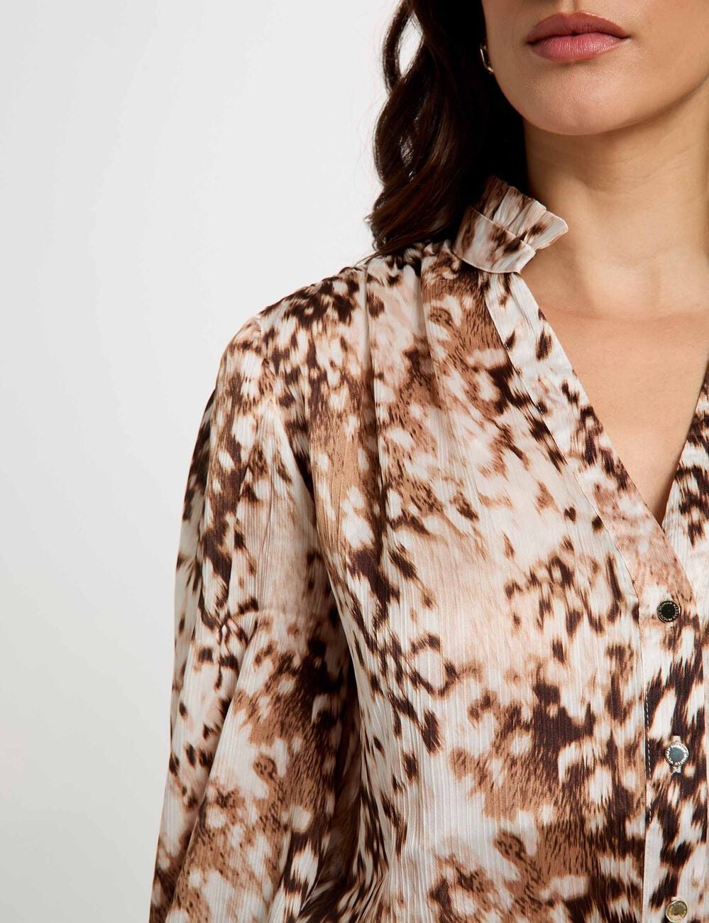Chemise imprim&eacute;e col v multicolore femme