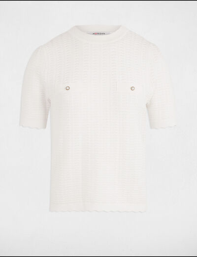 Pull manches courtes blanc femme