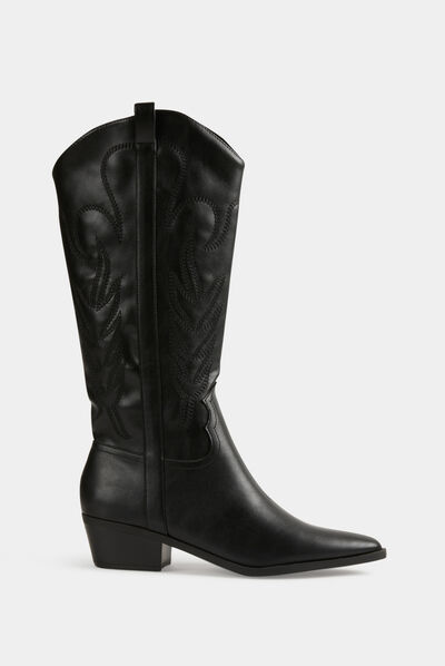 Bottes western zippées noir femme