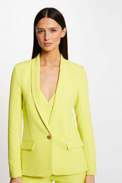 Veste cintrée boutonnée jaune femme