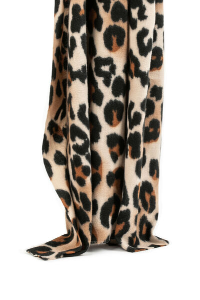 Écharpe imprimé léopard beige femme