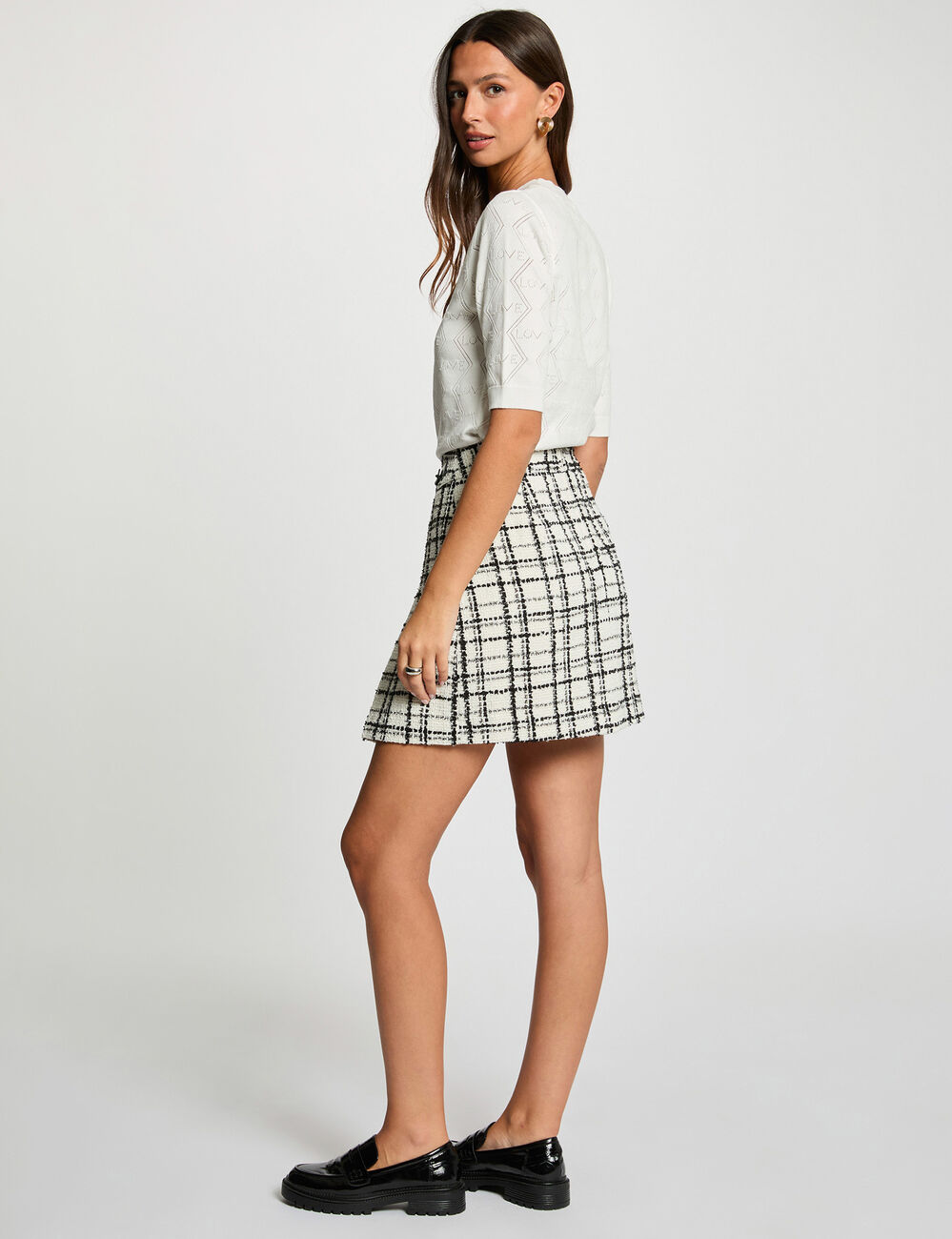 Pull ajour&eacute; manches 3/4 blanc femme