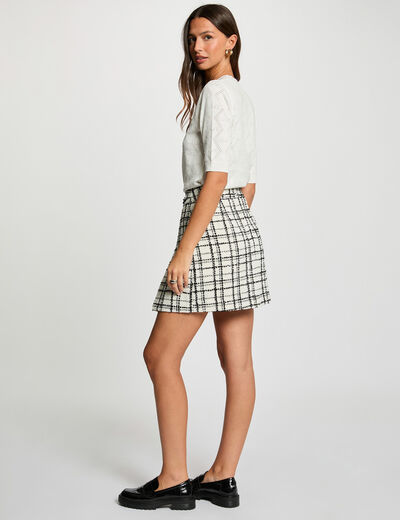 Pull ajour&eacute; manches 3/4 blanc femme