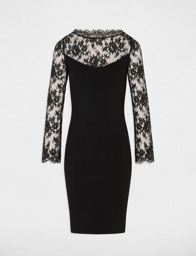 Robe tricot dentelle noir femme