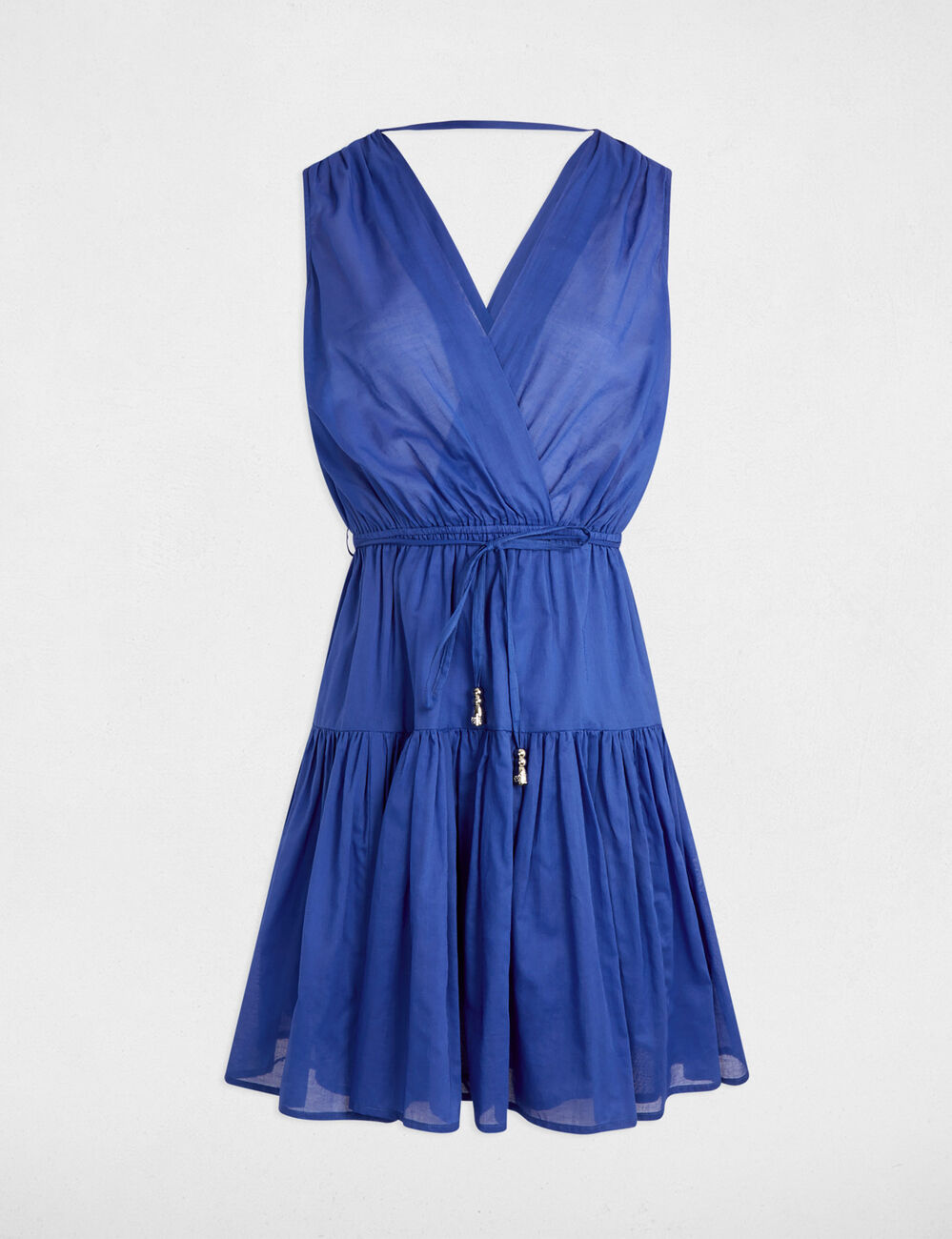 Robe courte évasée bleu electrique femme