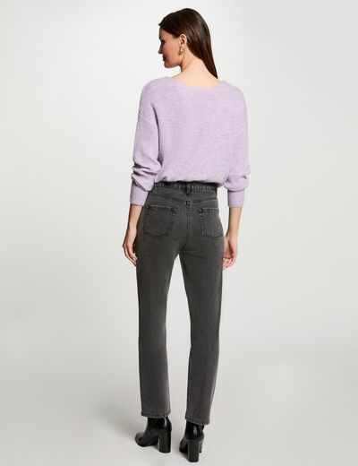 Pull col en V parme femme
