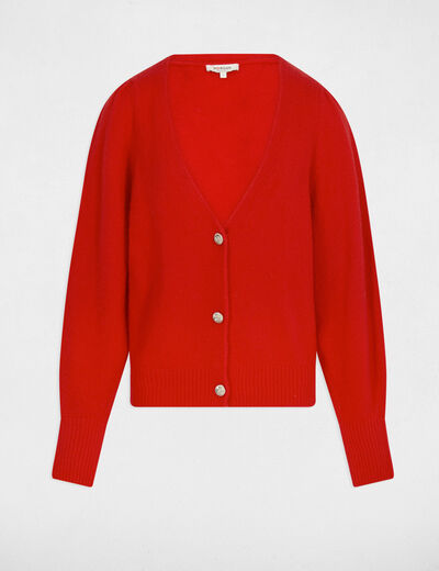 Gilet manches bouffantes rouge femme