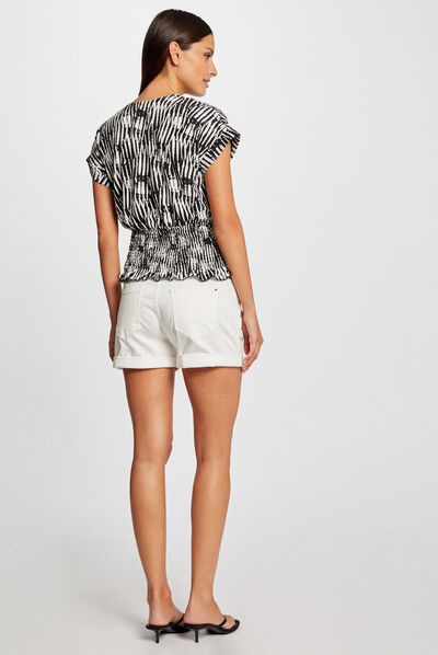 T-shirt manches courtes imprimé abstrait multico femme