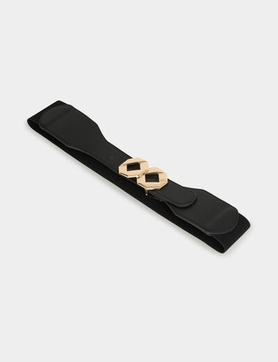 Ceinture large similicuir noir femme