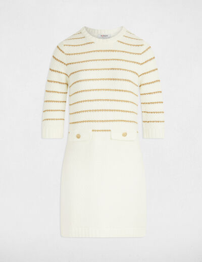 Robe tricot courte ajustée blanc femme