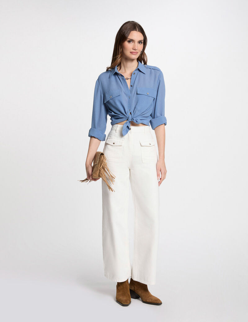 chemise manches longues bleu gris femme Chemise manches longues bleu gris femme