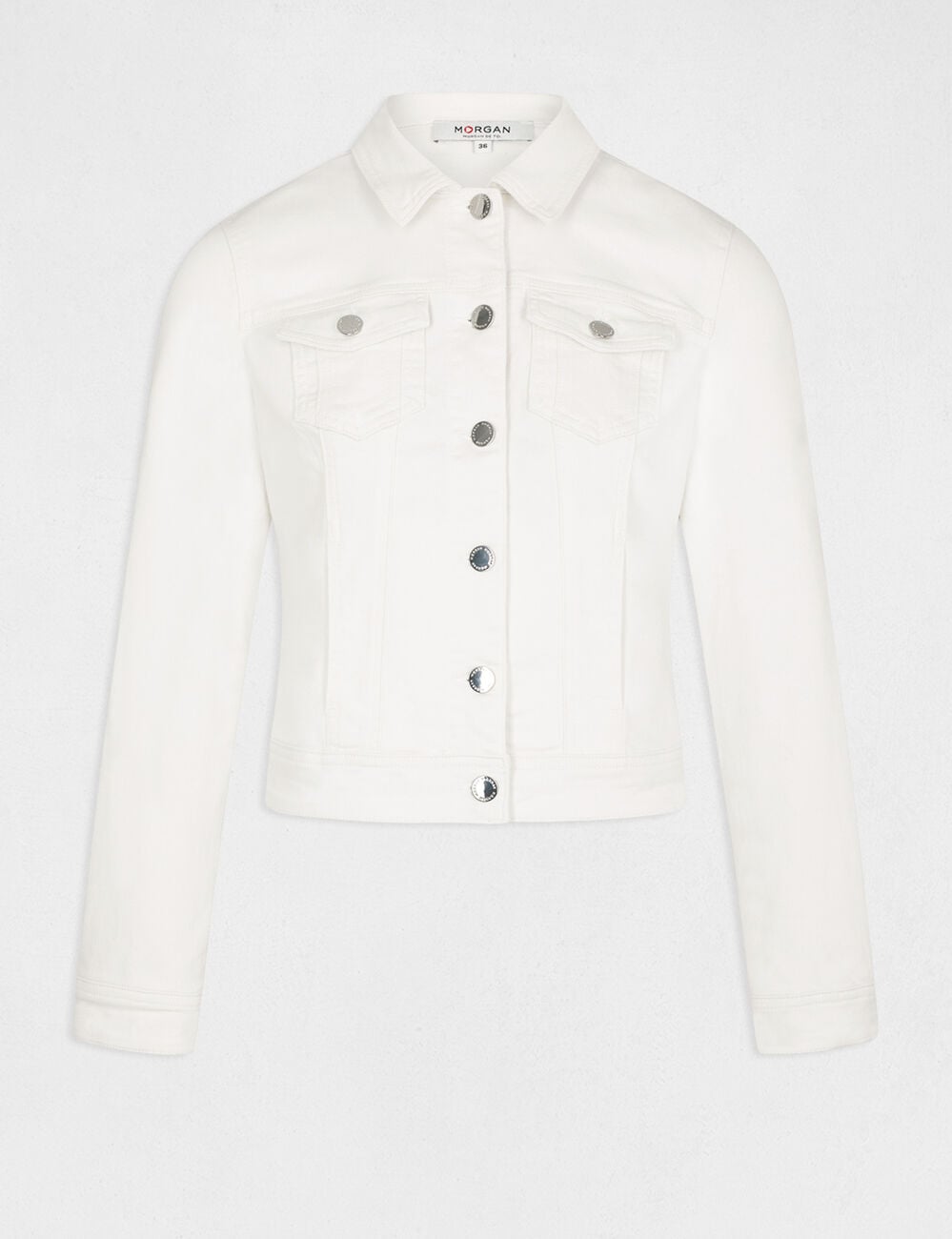 Veste jean droite ivoire femme