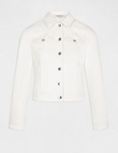 Veste jean droite ivoire femme