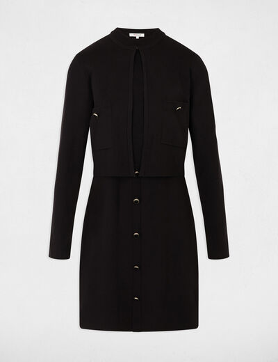 Robe tricot effet 2-en-1 noir femme