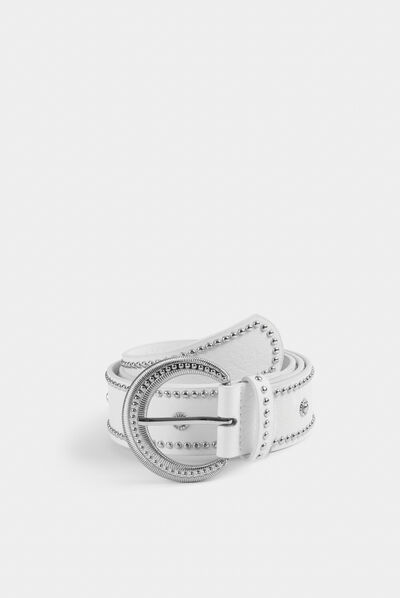 Ceinture avec clous blanc femme