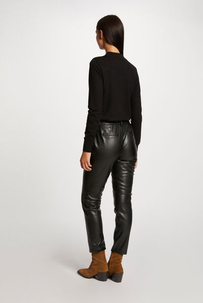 Pull manches longues détail zippé noir femme