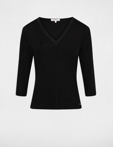 T-shirt manches 3/4 noir femme